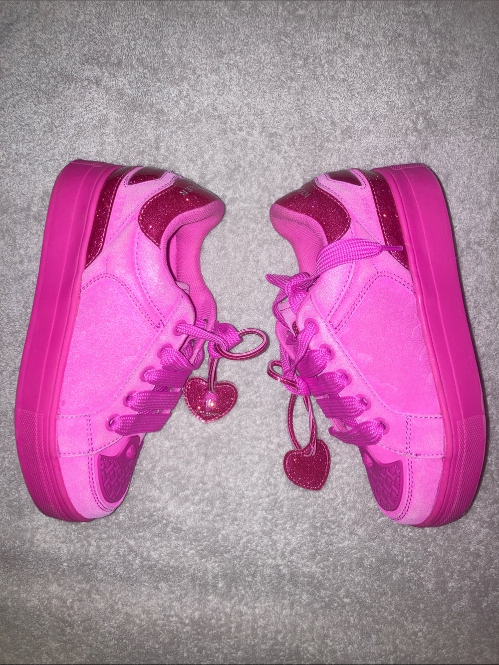 Kurt Geiger Kids Bright Pink Heart Charm Trainers